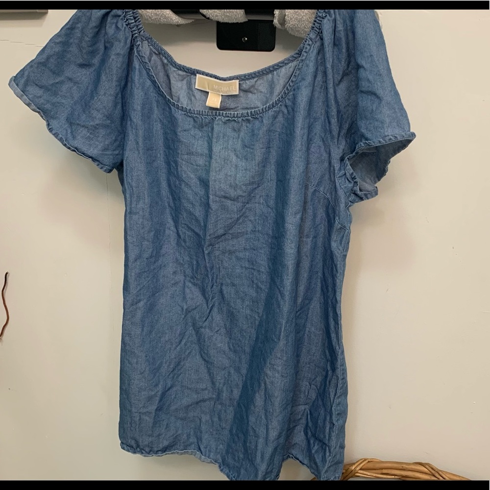 Michael kors open shoulder denim blouse XS